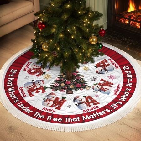 Personalisierter Schneemann-Baumrock – Personalisierte Weihnachts- und Geburtstagsgeschenke für Mama, Papa, Bruder, Schwester, Kinder – Herzen leuchten zusammen an Weihnachten